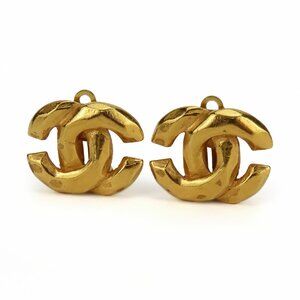 CHANEL Gold Logo Earrings